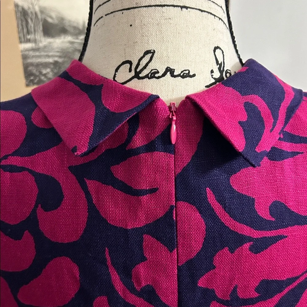 Talbots Magenta and Navy Floral Dress, 4P Lined Excellent Condition - Picture 3 of 7